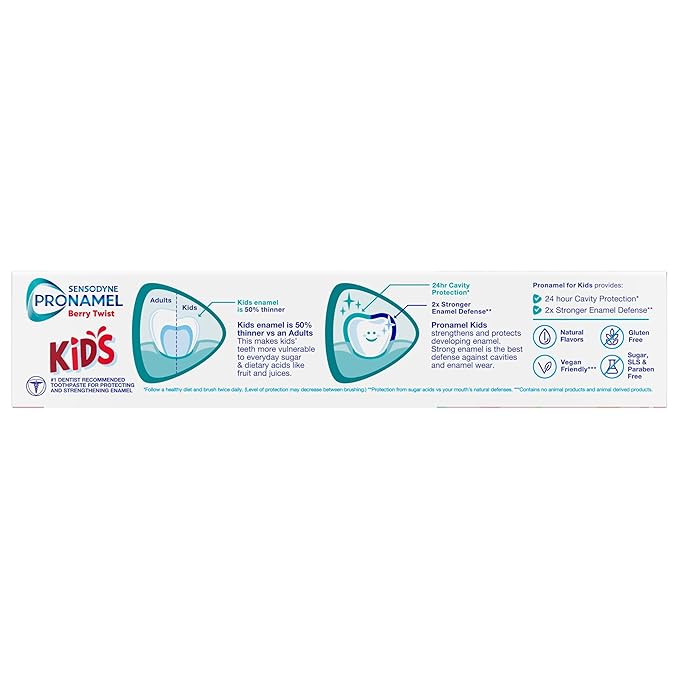 Sensodyne Pronamel Kids Toothpaste, Fluoride Anticavity Toothpaste, Cavity and Enamel Protection, for Ages 2+, Berry Twist Flavored, 4 oz (2 Pack)