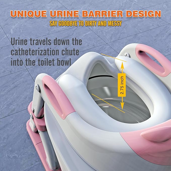 Potty Training Seat, SKYROKU Upgrade Toddler Toilet Seat for Kids Boys Girls, 2 in 1 Potty Training Toilet, Splash Guard Anti-Slip Pad Step Stool,New Sector-Shape Stabilized Base (8899+Pink)