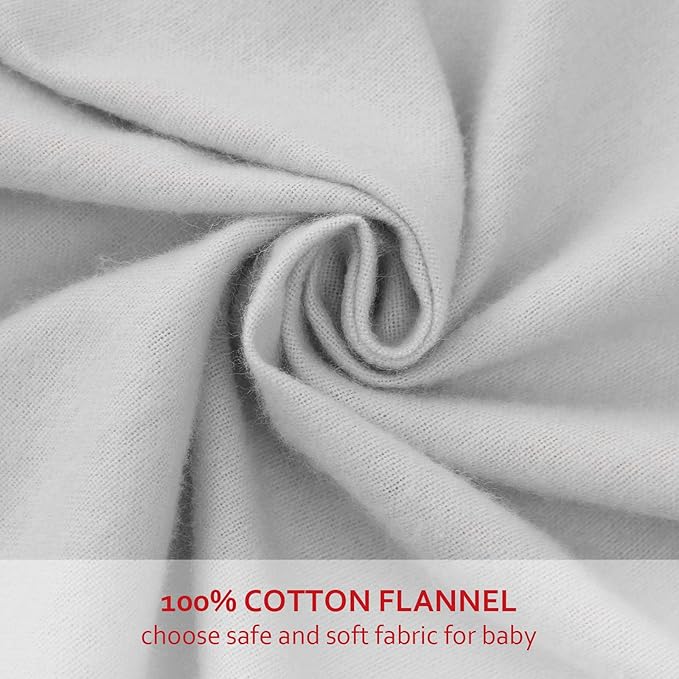 Pack N Play Fitted Sheet, 100% Cotton Flannel, Fitted Portable Mini Crib Sheet for Girls Boys, Ultra Soft Breathable Convertible Playard Mattress Cover, Playard Playpen Sheet Warm, Grey