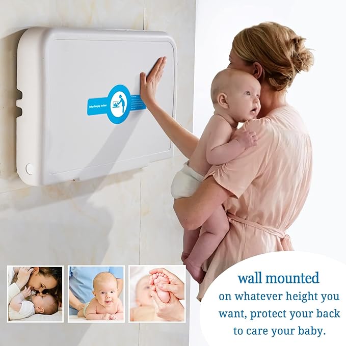 Baby Changing Station,Wall Mounted Diaper Changing Tables Fold Up Changer Station Commercial Malls/Hotels/Airports