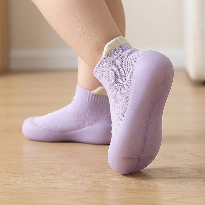 Hstyle Baby Sock Shoes Toddler Walking Shoes Infant Non-Slip Slippers Soft Rubber Sole Sneakers for Baby Boys Girls