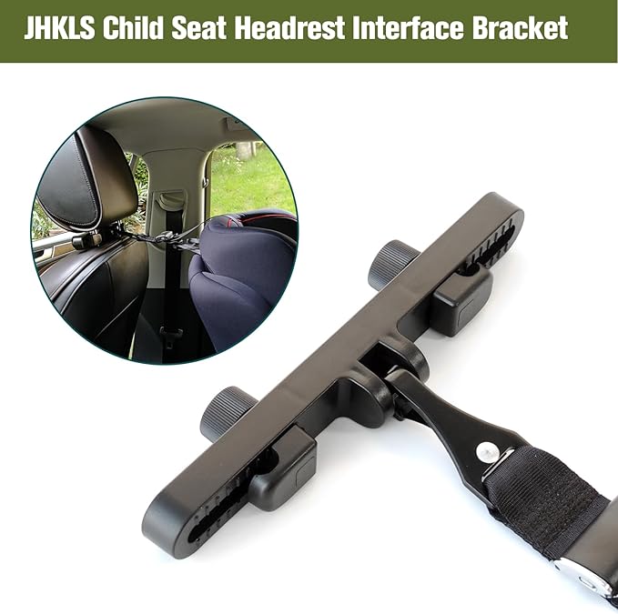 Universal Car Headrest Mount Bracket ISOFIX Latch, Car Child Seat Restraint Anchor Mounting Kit for ISOFIX Latch Headrest Bracket 248*29*58mm, Black