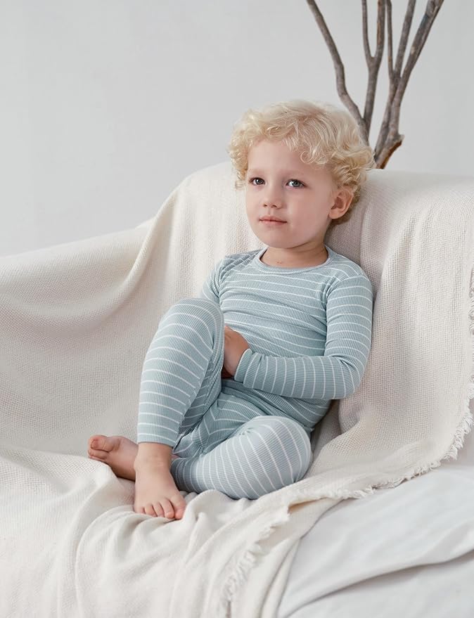 AVAUMA Stripe Pattern Baby Boys Girls Pajama Set Kids Toddler Snug fit Ribbed Sleepwear pjs for Daily Life Style