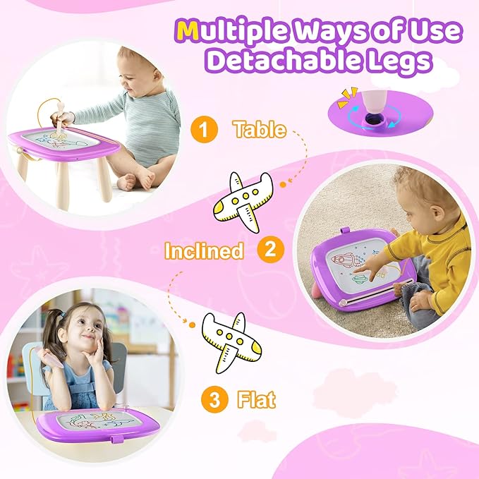 Kikidex Toddlers Toys Age 1-3, Magnetic Drawing Board, Doodle Board Pad Learning and Educational Toys for 1 2 3 Year Old Baby Kids Birthday Gift (Purple)
