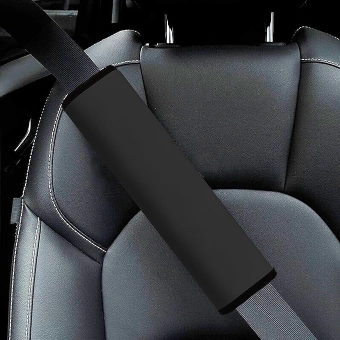 Car Seat Belt Pad Cover, 2-Pack Soft Car Safety Seat Belt Strap Shoulder Pad for Adults and Children, Suitable for Car Seat Belt, Backpack, Shoulder Bag(Black)