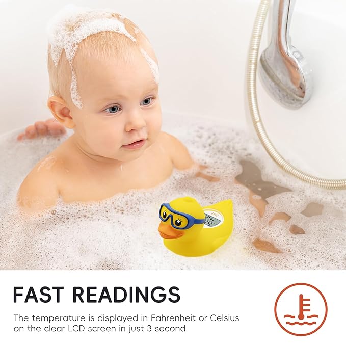 b&h Baby Bath Thermometer, The Infant Bath Floating Toy Safety Temperature Water Thermometer, Baby Bath Essentials (Diving-Goggles Duck)
