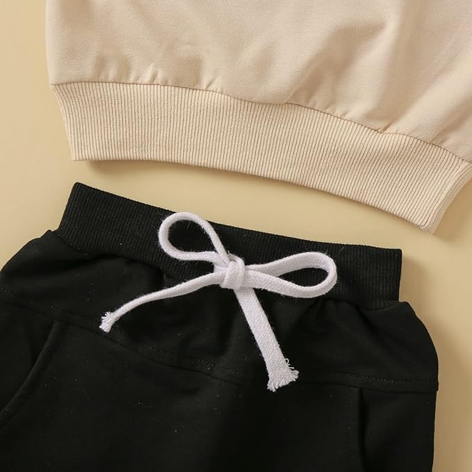 Toddler Baby Boy Clothes Solid Color Long Sleeve Crewneck Sweatshirt Top Casual Pants Set 2Pcs Fall Winter Outfits