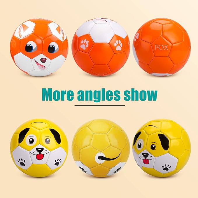Toddler Soccer Ball Size 2 - Small Soft Kids Ball 2 Pack for Ages 1-3 3-5 - Cartoon Sports Toy Boys Girls - Soccer Gift for Indoor Outdoor Games - Birthday/First/Valentine Gift for Toddlers Kids