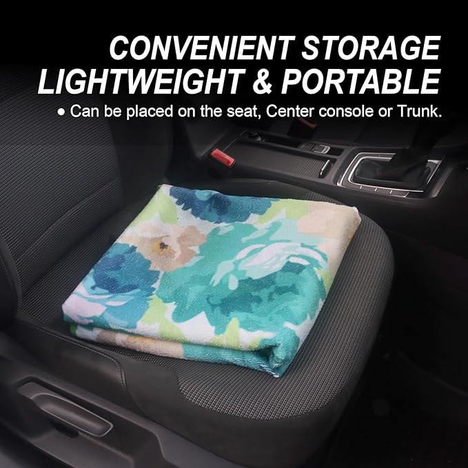 Back Seat Cover Protector for Dogs and Kids, Universal Waterproof Towel Rear Bench Seat Cover for Car, Truck, Van & SUV, Machine-Washable Backseat Car Covers (Cyan Flower, 1pcs Rear Seat)