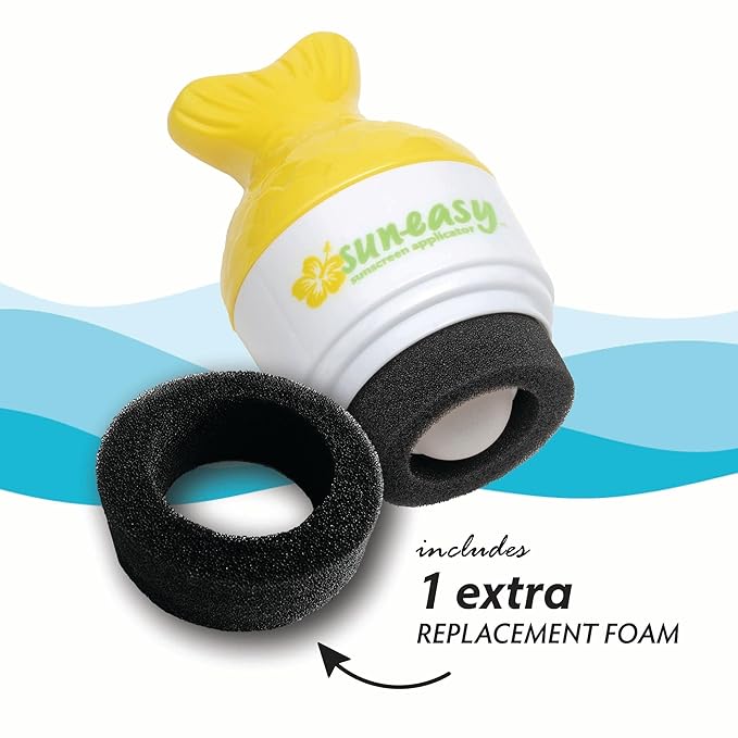Sun-Easy Sunscreen Applicator, Refillable Roll-On with Sponge for Kids and Babies, Fun, Fast and Mess-Free application, Holds 80 ml, Fish/Pink Cap