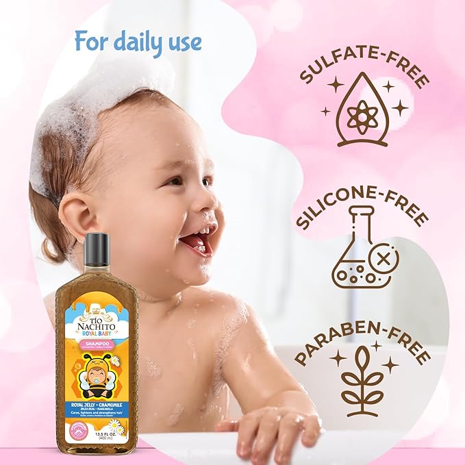 Tio Nacho Royal Baby Hair and Body Shampoo with Royal Jelly & Chamomile, 13.5 fl oz - Hypoallergenic, Gentle, Tear Free, All in One Body Wash