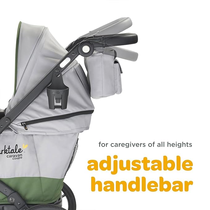 Larktale Caravan Coupe V2, Compact Stroller Wagon with Reclining Seats for 2 Kids, Gray/Green