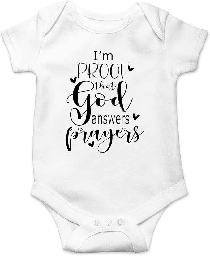 AW Fashions I'm Proof That God Answers Prayers Baby Bodysuit Cute Newborn Boy Funny Rompers Girl Clothes
