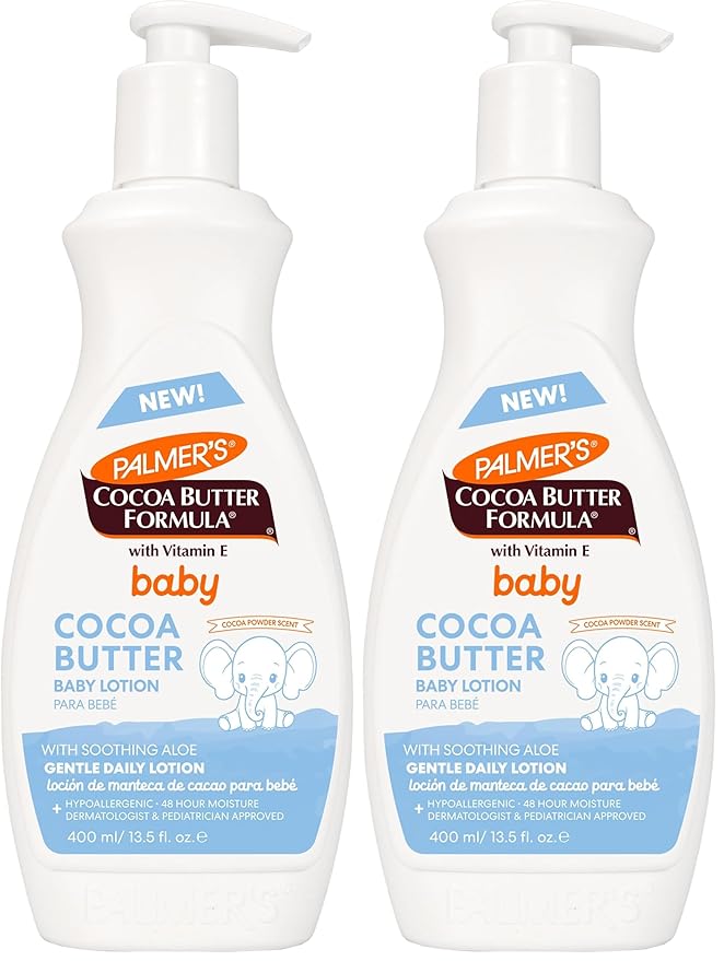 Palmer's Baby Lotion, Cocoa Butter Formula Body Lotion, 13.5 Fl Oz, Gentle Baby Moisturizer for Delicate Skin with Vitamin E & Aloe, Hypoallergenic, 48Hr Moisture, Dermatologist Tested Baby Essentials