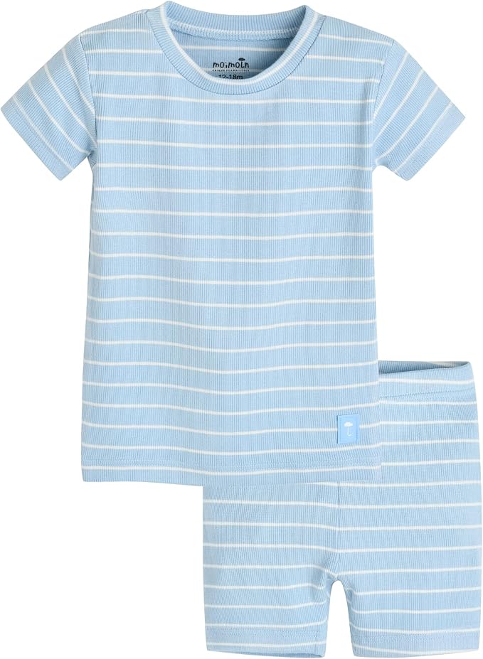 moimoln Stripe Pajamas Set 12M-8Y Ribbed Unisex Baby & Toddler, Soft Viscose, Snug-Fit, Everyday Sleepwear