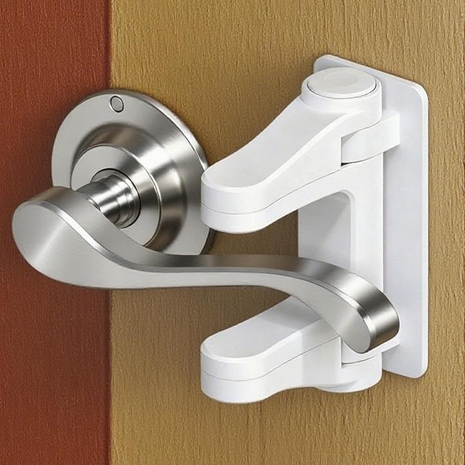 Child Proof Door Lever Lock 2 Pack Baby Proof Door Knob Locks Easy to Install no Tools Need or Drill