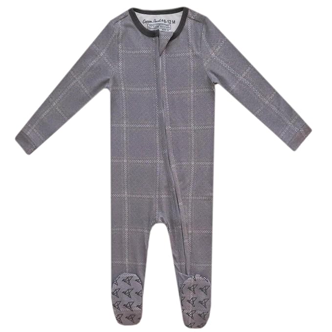 Copper Pearl Zip-Up Footie Baby Pajamas: Ultra-Soft Boys & Girls Pajamas, Premium Knit Fabric in Stylish Prints, Tag-Free with Two-Way Zipper, Sized Newborn to 24 Months, Dakota