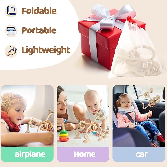Baby Teething Relief Sensory Toys - High Chair Suction Cup Toys, Tactile Silicone Teether Developmental Toy for Babies, Einstein Activity Toy for Airplane Travel, Table, Highchair Tray