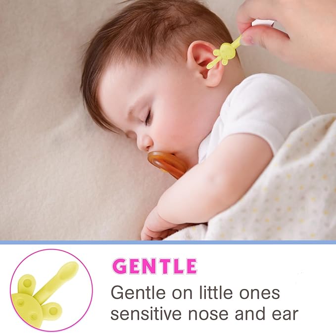 3 in 1 Baby Nose and Ear Gadget Safe Baby Nose Picker Nose Cleaner for Baby Infants and Toddlers Dual Earwax and Snot Removal Baby Must Have Items (Yellow)
