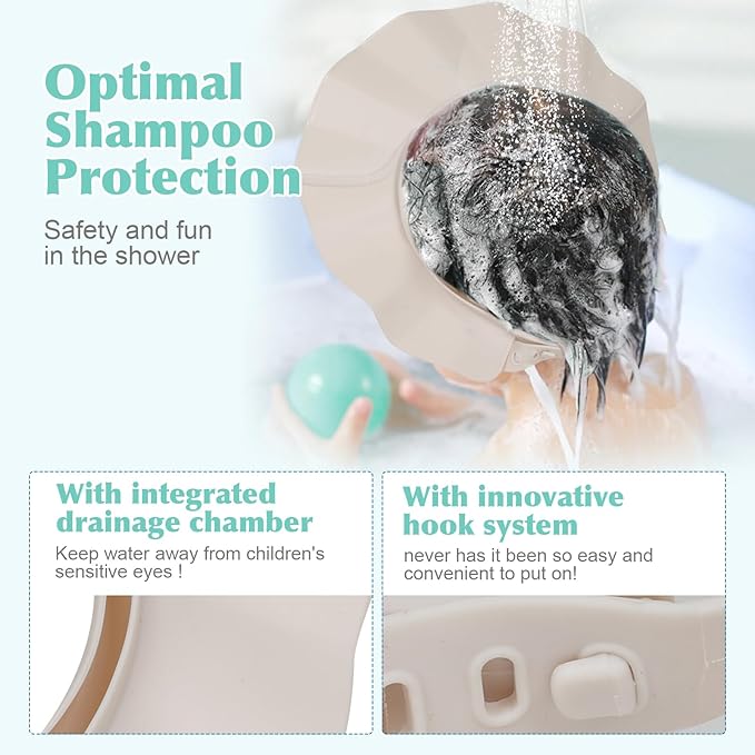 Baby Shower Cap Hat Soft Adjustable Bath Head Cap Visor for Washing Hair Safe Shampoo Shower Bathing Protection Head Eye Ear,Shampoo Caps for Toddler,Baby,Kids,Children,Makes the Bath More Fun