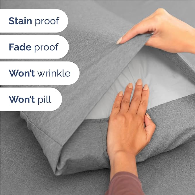 King Size 4 Piece Sheet Set - Comfy Breathable & Cooling Bed Sheets Set - Hotel Luxury Bedding for Women, Men, Kids, Teens, Boys & Girls - Deep Pockets, Soft & Wrinkle Free - Grey (Heathered Sheets)