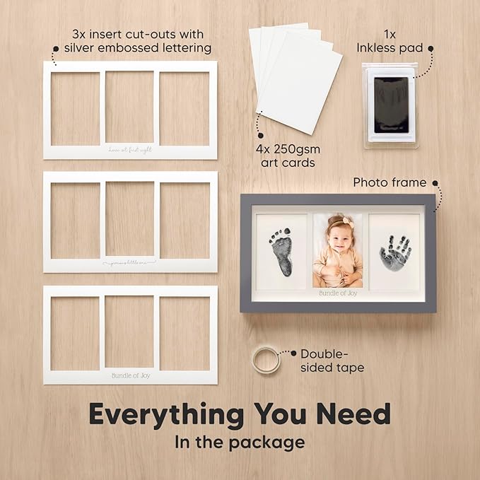 Inkless Hand and Footprint Kit, Boy, Girl, Newborn Keepsake - No Mess Ink Pad for Baby Handprint,Clean Touch Paw Print Kit for Dog Picture Frame,Personalized Baby Christmas Shower Gifts(Gunmetal Gray)