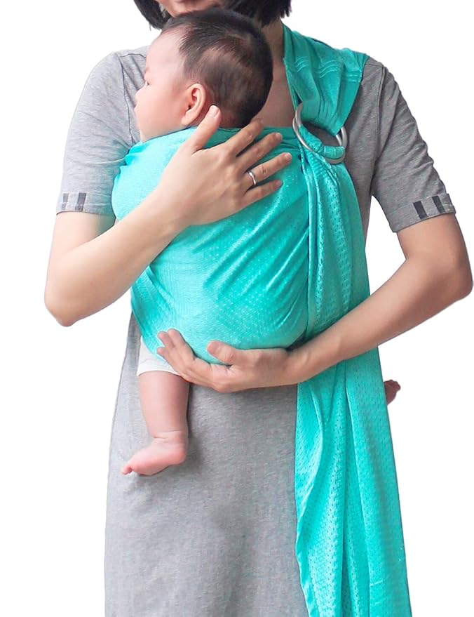 Baby Water Ring Sling Carrier | Mesh Baby Wrap for Newborn Girl, Boy, Infant, Toddlers and Kid | Lightweight Breathable, Perfect for Summer, Swimming, Pool, Beach | Great for Dad, Bluish-Green