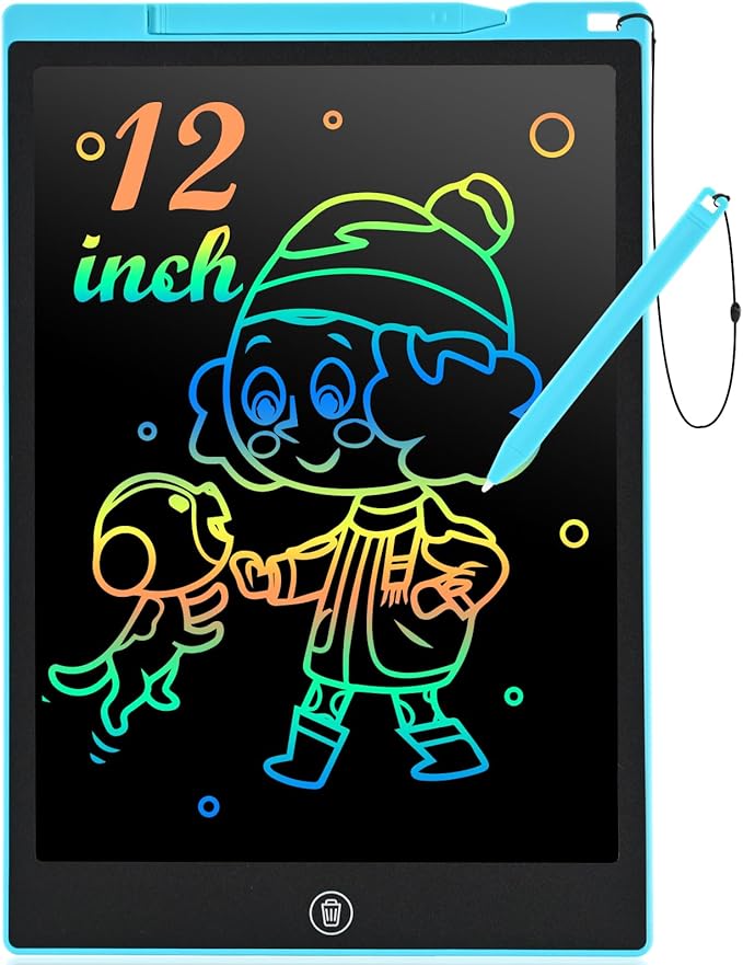 cimetech LCD Writing Tablet, Toys Gifts for 3-8 Year Old Girls Boys, 12 Inch Colorful Drawing Pad for Kids Doodle Board, Christmas Stocking Stuffers Birthday Gifts for Toddler Travel Activities, Blue