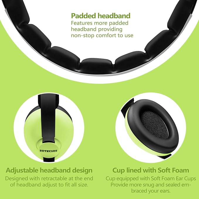 Baby Ear Protection Noise Cancelling HeadPhones for Babies for 3 Months to 3 Years (Green)