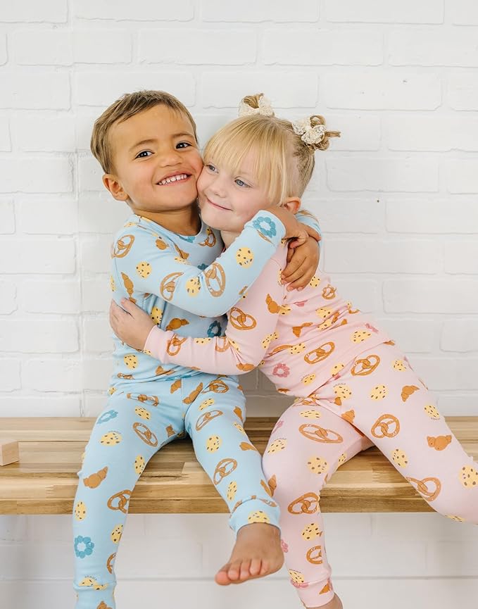 moimoln Sibling Matching 6M-8Y Soft Warm Cotton Modal Character Long Sleeve Snug-Fit Pajama Long Sleeve Sleepwear Daily
