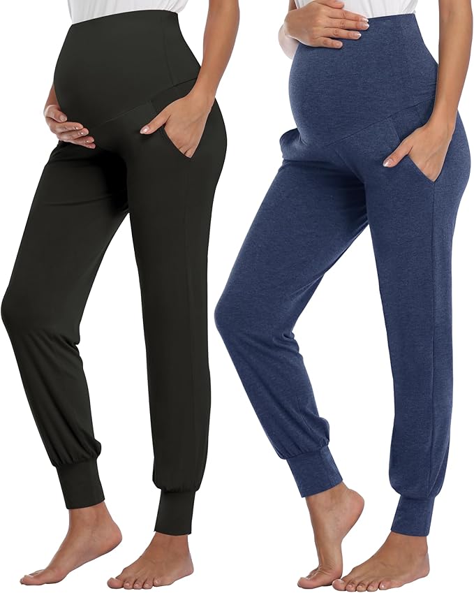 AMPOSH Women's Maternity Pants Stretchy Lounge Workout Sweatpants Casual Loose Comfy Pregnancy Joggers with Pockets