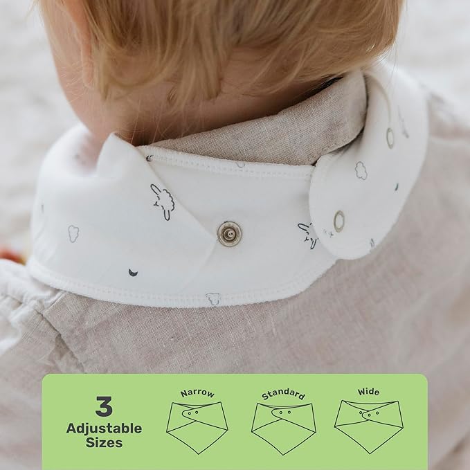 Cotton Bandana Bibs for Babies, Ultra Soft & Absorbent Drool Bibs for Feeding & Teething, Secure Fit, Lightweight