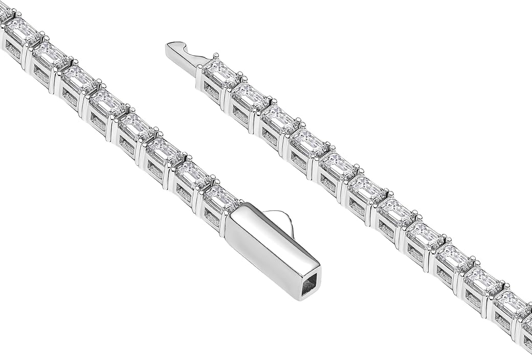 EcoGems Moissanite Tennis Bracelet for Women and Men – 18K White or Yellow Gold Plated Sterling Silver – Lab Grown D Color VVS Clarity Stones – Elegant Gift Box Included