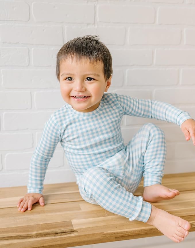 moimoln Baby Toddler Pajama Set Snug-Fit Cotton Modal Sleepwear, Leopard, Check & Solid Mix (6M-8Y, 1/2 Pack)