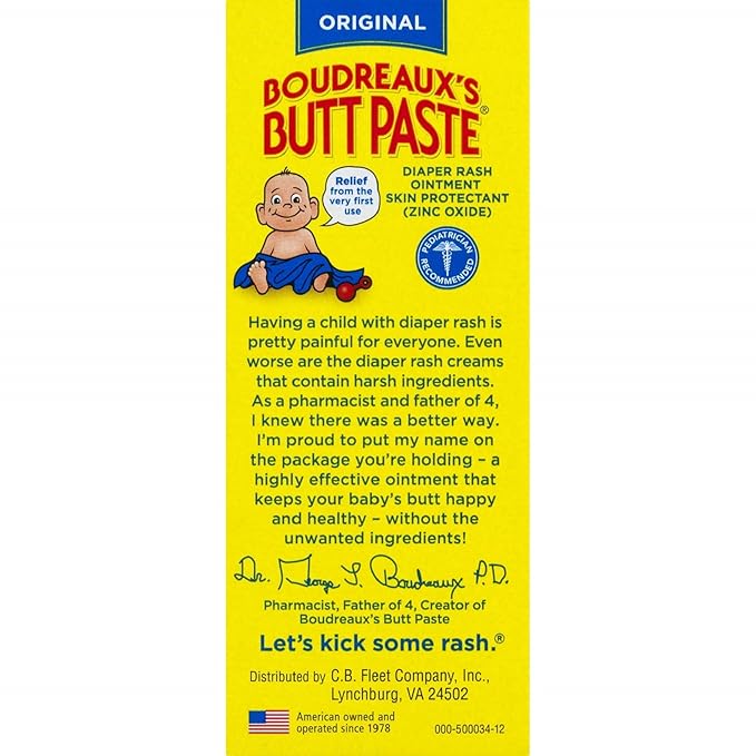 Boudreaux's Butt Paste Diaper Rash Ointment | Original Formula | 2-Ounces Tube | 1-Unit