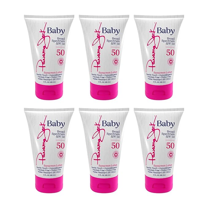 Panama Jack Baby Sunscreen Lotion - SPF 50, Broad Spectrum UVA/UVB Protection, Hypoallergenic, PABA, Paraben, Gluten & Cruelty Free, 3 FL OZ