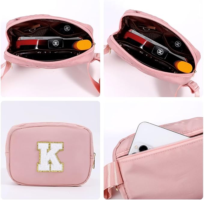 YOOLIFE Bridesmaid Gifts - Bridal Shower & Bachelorette Party Decorations, Pink Initial Crossbody Bag