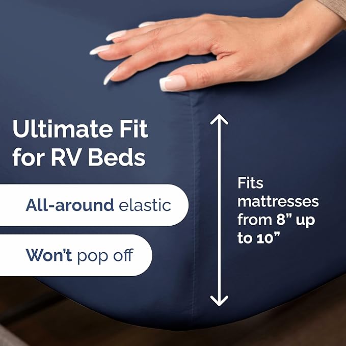 Short Queen RV Size 4 Piece Sheet Set - Comfy Breathable & Cooling Bed Sheets Set - Hotel Luxury Bedding for Women, Men, Kids, Teens, Boys & Girls - Deep Pockets & Ultra-Soft - Oeko-Tex - Navy Blue