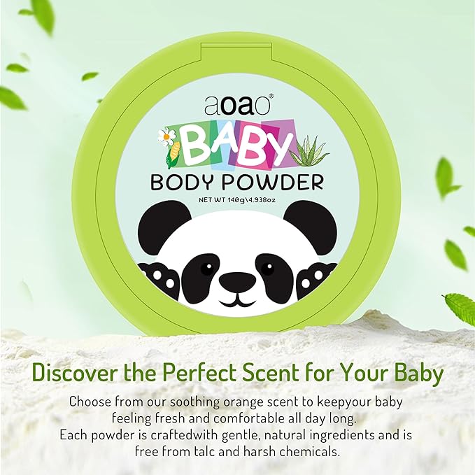 Plant-Based Baby Powder with Puff, Talc-Free Cornstarch Blend with Protect Zinc Oxide & Soothe Aloe, Help Prevent Diaper Rash, Gentle Absorption for Diaper Area, Sensitive Skin & Chafe Protection, 5oz