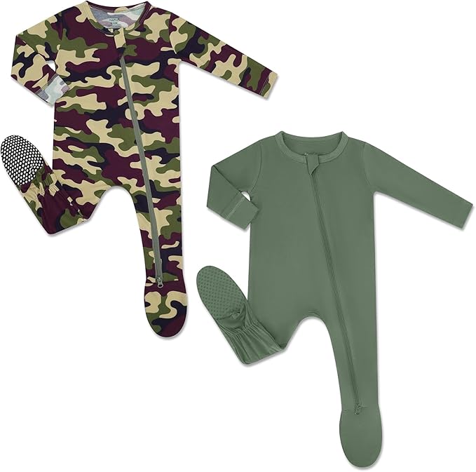 HAPIU Rayon from Bamboo Baby Footed Pajamas, 2 Way Premium Zipper, Footie for Baby Boy Girls, Newborn-24 Months