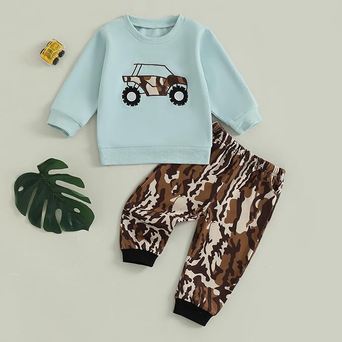 fhutpw Toddler Baby Boy Clothes Funny Letter Long Sleeve Sweatshirt Pullover Top Jogger Pants Fall Winter Outfits