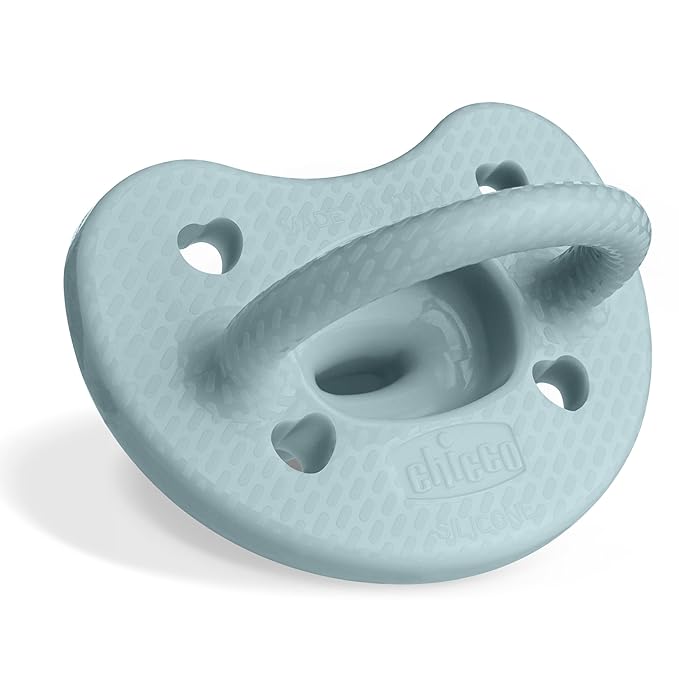 Chicco PhysioForma Luxe Orthodontic Pacifier, 6-16m | 100% Soft Silicone | Supports Breathing & Oral Development | Textured Shield & Handle | Includes Sterilizing Case | BPA Free | Coastal Blue, 2pk