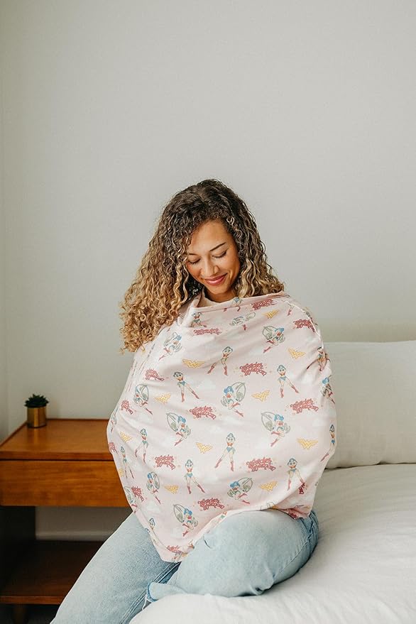 Copper Pearl Multi-Use Cover: Car Seat Covers, Nursing Cover, and Stroller Cover - Stretchy Fabric, All-Season Use, Stylish Designs, Easy Access for Moms - Wonder Woman™