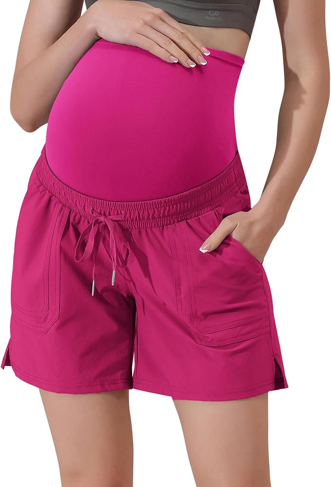 Maacie Maternity Hiking Shorts Quick Dry Waterproof 5" Workout Sports Shorts Outdoor Casual