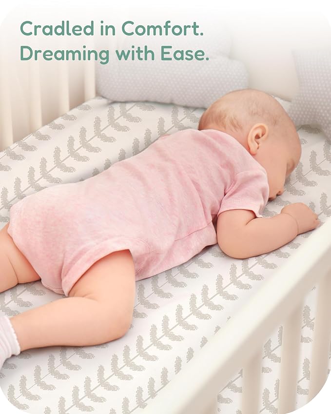 Crib Sheets 2 Pack, Fitted Crib Sheet for Standard Crib Mattress 28x52x9, Ultra Soft Jersey Knit, Breathable Stretchy Deep Pocket, Snug Fit Stays Put, Baby Crib Mattress Sheet