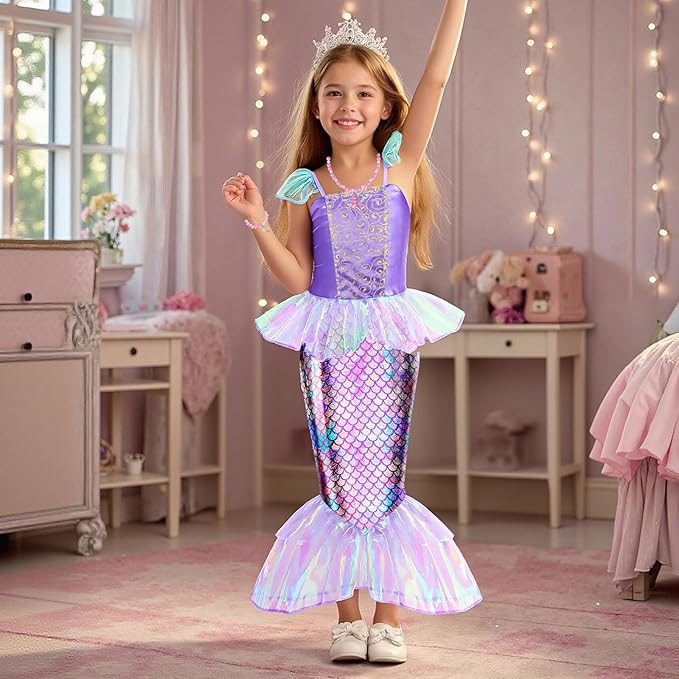 Meland Princess Dress Up - Dress Up Clothes for Girls with Toys,Christmas Birthday Gift for Toddler Girls 3,4,5,6,7,8 Years