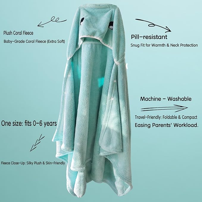 Toddler Bath Towel Baby Towels with Hood 27.5"X55" Ultra Absorbent Soft Bathrobe Blanket Kids Shower Towel for Girls and Boys(Mist Tree)