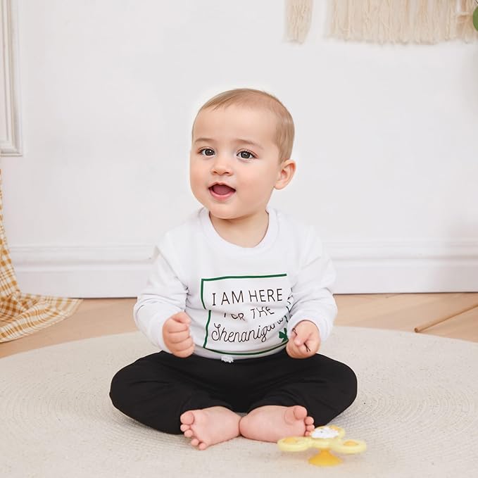 Toddler Baby Boy Fall Outfit Crewneck Long Sleeve Sweatshirt Tops Elastic Pants Jogger Cute Newborn Winter Clolthes Set