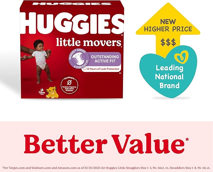 Huggies Size 7 Diapers, Little Movers Baby Diapers, Size 7 (41+ lbs), 68 Count, Packaging May Vary