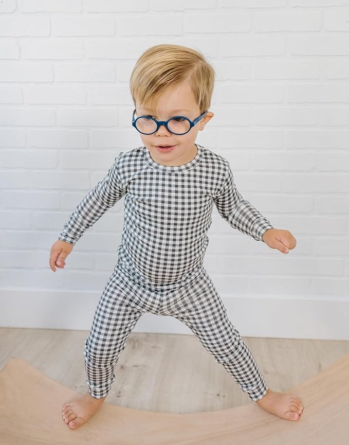 moimoln Baby Toddler Pajama Set Snug-Fit Cotton Modal Sleepwear, Leopard, Check & Solid Mix (6M-8Y, 1/2 Pack)